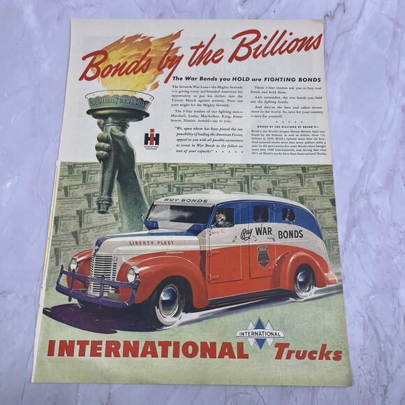 None and/or Unknown Other - WWII International Harvester Trucks IH War Bonds 1945 Life Magazine Ad V14-1